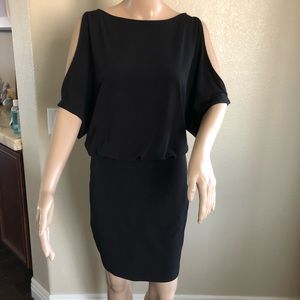 Black mini dress with open slit sleeves